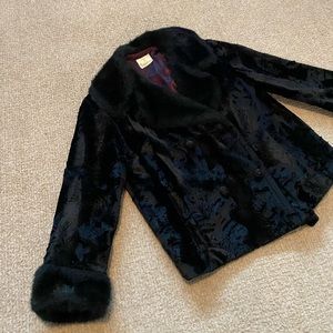 VINTAGE Black Coat - Glam WINTER Faux Fur